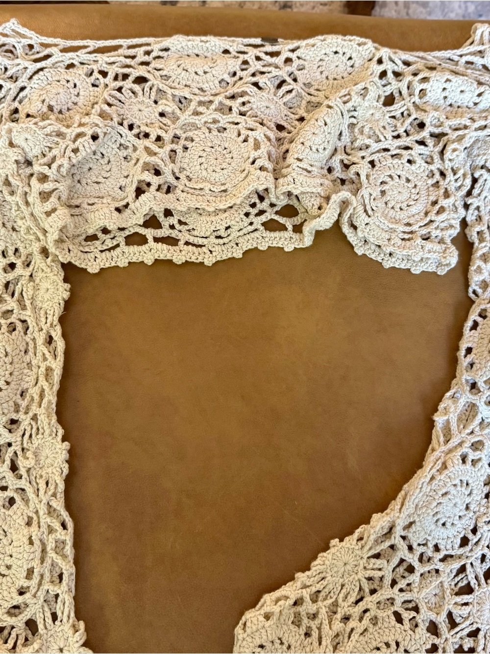 Crocheted Lace Wrap in Cream